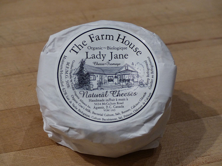 The rich, luscious, triple-crème-brie-like Lady Jane cheese from The Farm House Natural Cheeses