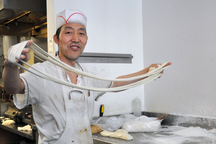 Hand-making noodles at North Noodle House