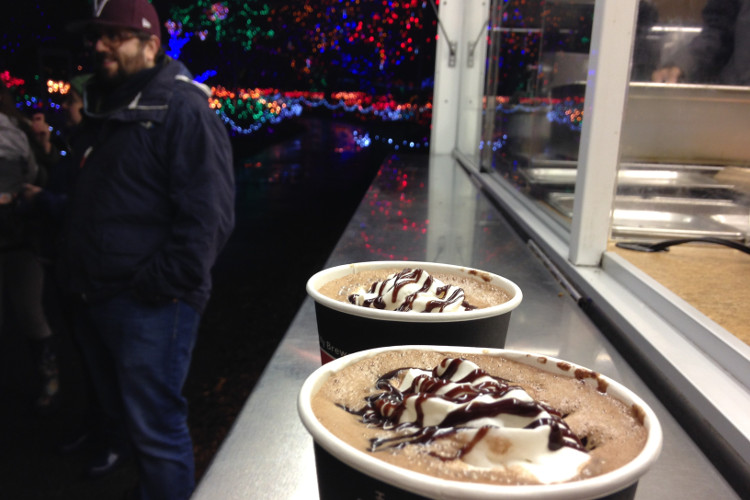 Holidays warm your heart while classic hot cocoa warms your hands. Dress up your cup with whipped cream and chocolate drizzle. (From Cin City Donuts.)