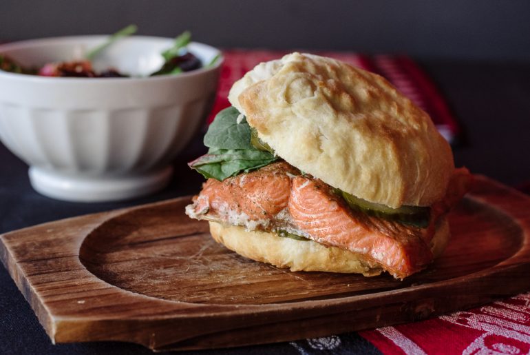 Salmon n' Bannock Burger | photo by Matt Law