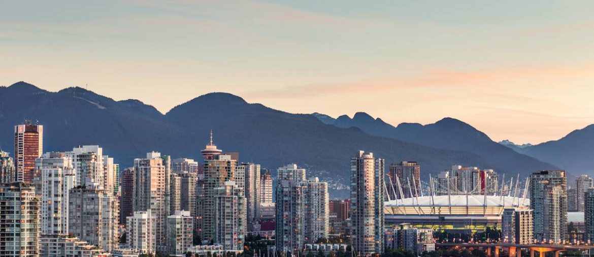 Vancouver city skyline with mountains